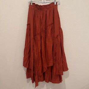 Scarlet Darkness Maxi Orange Rust Skirt Sz S Pirate Renaissance Whimsigoth Fairy